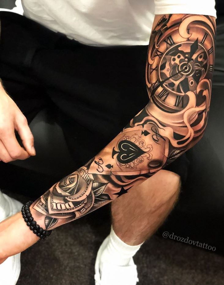 Large Tribal Realistic Gangster Half Arm Sleeve Tattoos Men - Temu Czech  Republic