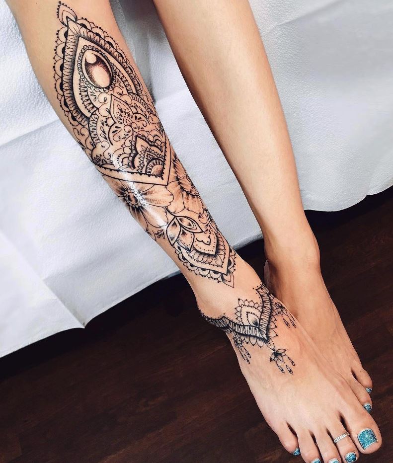 Shin ankle tattoo  Mandalas para tatuar Hermosos tatuajes Tatuajes  bonitos